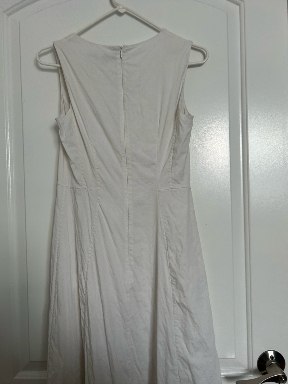 Theory Seamed V-Neck White Linen Blend Midi Dress Size 4 chic preppy summer - Picture 10 of 16